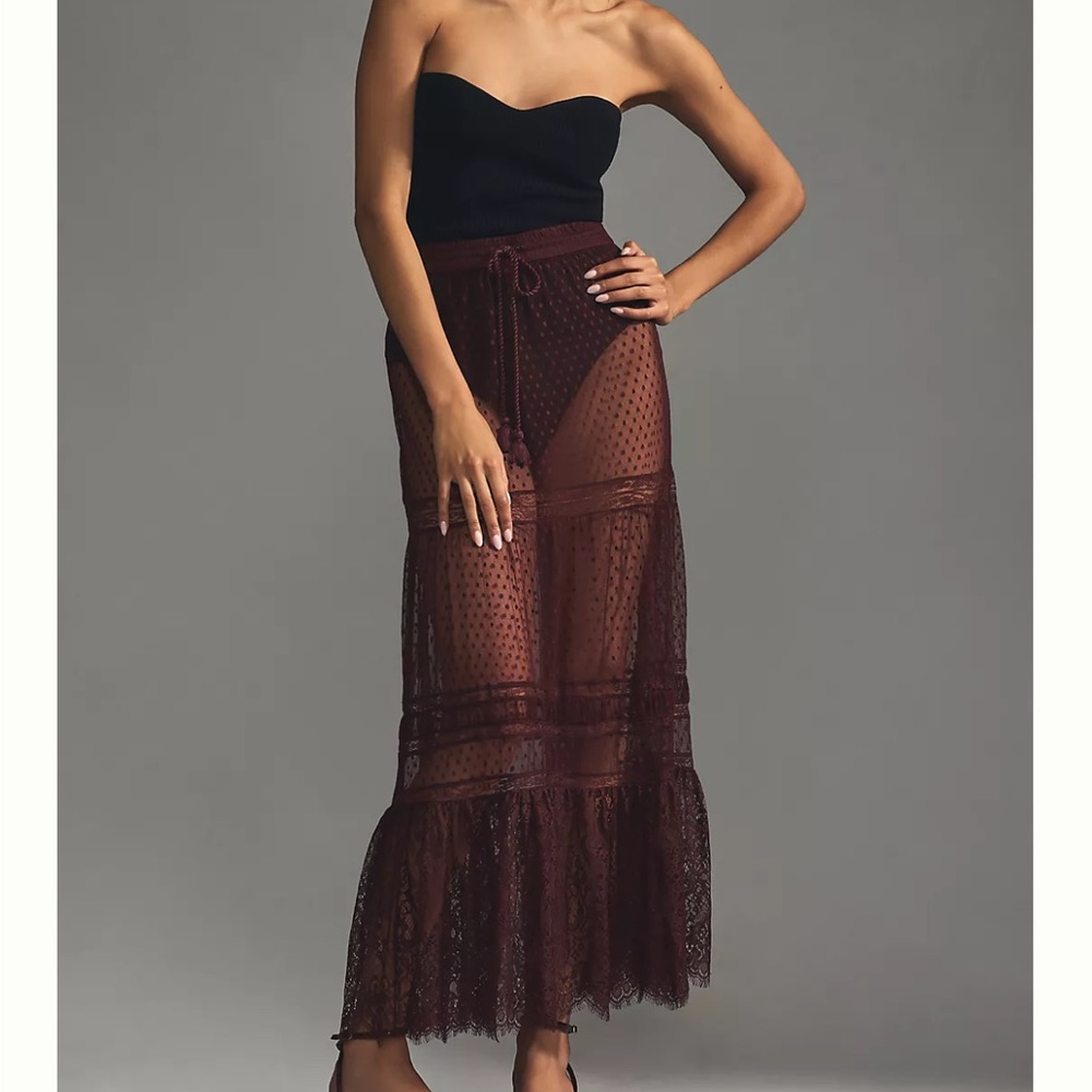 Top rated NWT Sheer Lace Maxi Skirt ANTHRO